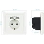 Nanocable Base de enchufe de pared Schuko con 2 puertos USB 2.4A Blanco